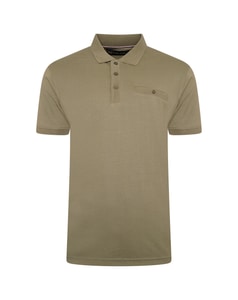 KAM Striped Jacquard Collar Jersey Polo Shirt Sage